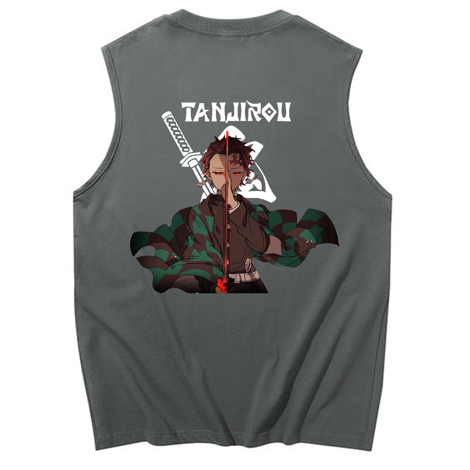 （画像用） 鬼滅の刃 竈門 炭治郎／かまど たんじろう Kamado Tanjirou コットン100％タンクトップ（背面プリント）